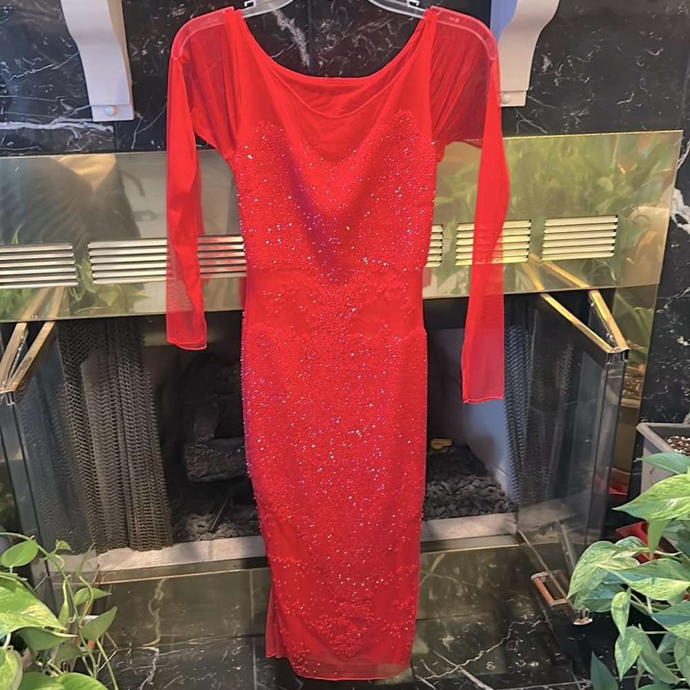 Red beaded dress